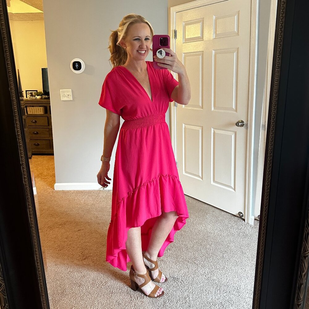 Hot Pink V-Neck High-low Flying Tomato Dress Size Medium
